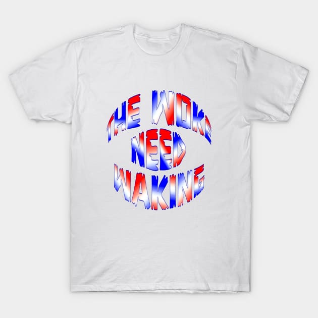 Red White and Blue THE WOKE NEED WAKING T-Shirt by Roly Poly Roundabout